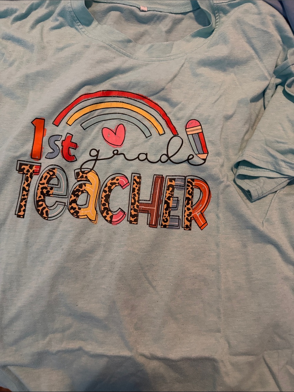 1st Grade Teacher Graphic Tee - Light Blue